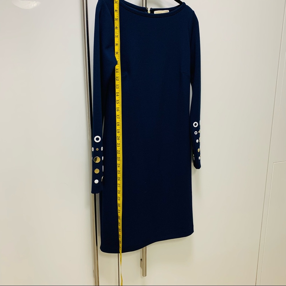 NWOT Michael Kors Navy Dress w/Sleeve Embellishments Size XS - Picture 8 of 12
